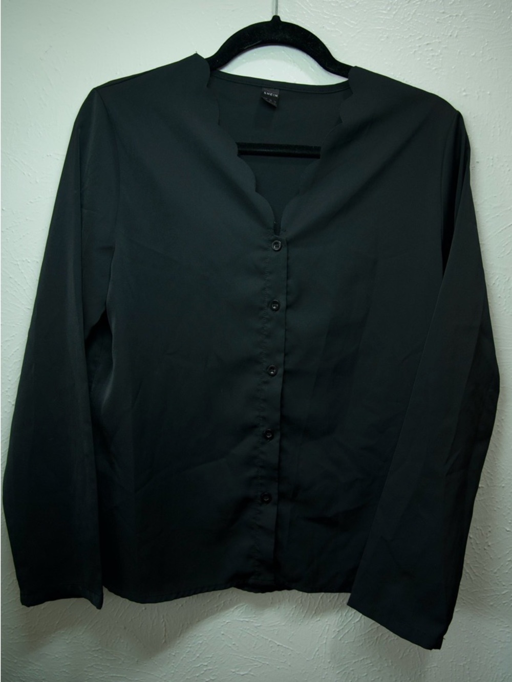 SHEIN Black Long Sleeve Button-Front Blouse